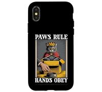 Paws Rule Hands Obey Cat In Box Food Bowl Funny Cat Case for iPhone X/XS