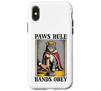 Paws Rule Hands Obey Cat Lover Scratching Post Funny Cat Case for iPhone X/XS