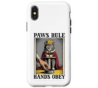 Paws Rule Hands Obey Cat Lover Scratching Post Funny Cat Case for iPhone X/XS
