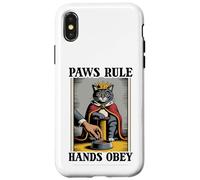 Paws Rule Hands Obey Cat Lover Scratching Post Funny Cat Case for iPhone X/XS
