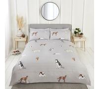 Paws & Tails Adorable Dog Stripe Reverse Duvet Quilt Cover Set Bed Linen