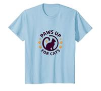 Paws Up for Cats: Feline Lover Paw T-Shirt, Kids, Baby Blue, 12 Years
