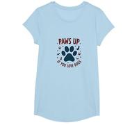Paws Up If You Love Dogs - Cute Pet Lover T-Shirt, Girls, Baby Blue, Small