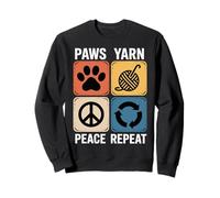 Paws Yarn Peace Repeat Crochet Funny Crocheting Sweatshirt