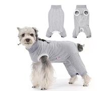PawSailor Adjustable Dog Surgery Recovery Suit Hind Leg Drawstring, Surgical Bodysuit Leg Sleeves for Female Male Dogs, Post-Surgery Dog Onesie, Prevent Licking, Wound Cover, Grey L