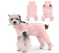 PawSailor Adjustable Dog Surgery Recovery Suit Hind Leg Drawstring, Surgical Bodysuit Leg Sleeves for Female Male Dogs, Post-Surgery Dog Onesie, Prevent Licking, Wound Cover, Pink M