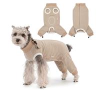 PawSailor Adjustable Dog Surgery Recovery Suit Hind Leg Drawstring, Surgical Bodysuit Leg Sleeves for Female Male Dogs, Post-Surgery Dog Onesie, Prevent Licking, Wound Cover, Light Brown L