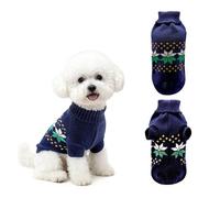 PawSailor Christmas Knitted Small Dog Jumper Turtleneck Soft Puppy Xmas Jumper Dog Pullover Winter Warm Pet Coats for Cats, Small Puppies like Chihuahua, Toy Poodle, Yorkies, Navy S