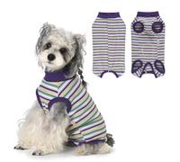 PawSailor Dog Bodysuit After Surgery for Dogs Striped Soft Dog Body After Surgery Prevents Licking & Protects Wounds Alternative to Collar Surgical Body for Female and Male Castration, Purple/Green
