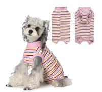 PawSailor Dog Bodysuit After Surgery for Dogs Striped Soft Dog Bodysuit After Surgery Prevents Licking & Protects Wounds Alternative to Collar Surgical Body for Female and Male Castration, Pink-Red, S