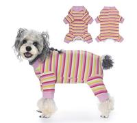 PawSailor Dog Surgery Recovery Suit Long Sleeve Full Body Dog Onesie Puppy Bodysuit Post Surgical Suit Female Male Pet Medical Shirt, Wound Protection Cone Alternative Pet Pajama, Pink-Yellow S