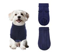 PawSailor Kintted Small Dog Jumper Turtleneck Classic Christmas Puppy Jumper Soft Comfortable Pet Pullover Winter Warm Dog Coat for Cats, Chihuahua, Yorkies, Toy Poodle, Navy S