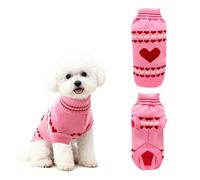 PawSailor Knit Dog Jumper Turtleneck Heart Valentines Puppy Jumper Pink XS