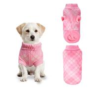 PawSailor Knitted Jumper for Dogs, Turtleneck Sweater, Checked Pattern, Warm Puppy Jumper, Cuddly Soft Winter Outfit for Small and Medium Dogs such as Shih Tzu, Miniature Schnauzer, Pomeranian, Pink L