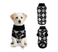 PawSailor Knitted Small Dog Jumper Plaid Pattern Turtleneck Puppy Pullover Soft Comfortable Winter Warm Pet Clothes for Small Dogs and Cats Like Chihuahuas, Toy Poodle, Yorkies, Black S