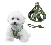 PawSailor No Pull Medium Dog Harness with Lead Set Adjustable Plaid Pattern Step in Mesh Padded Dog Vest Harness Escape Proof Reflective Safety Walk Night All Season Green M