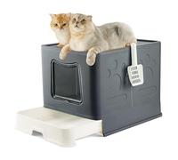 Pawsayes Extra Large Enclosed Cat Litter Box with Lid for Medium to Jumbo Cats (Black)