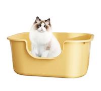 Pawsayes Top Open Cat Litter Tray with High Sided and Low Threshold Entry Cats Litter Box, Leak Proof and Cat Litter Splash Prevention Litter Pan (Yellow)