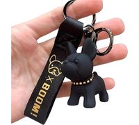 PawsFourLove Adorable French Bulldog Keychain - Cute & Durable Frenchie Bulldog Charm - Ideal for Dog Lovers & Pet Owners, Black, 1 Inch