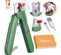 Pawsibility - Reinvented Pet Nail Clippers for Your Pal - [USB Rechargeable] - LED Light for Bloodline | Razor Sharp and Durable Blade | Vets Recommended Trimming Tool for Dogs and Cats - Green