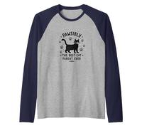 Pawsibly The Best Cat Parent Ever - Feline Lover Gift Raglan Baseball Tee, Men, Navy/Athletic Heather, XXL