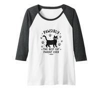 Pawsibly The Best Cat Parent Ever - Feline Lover Gift Raglan Baseball Tee, Women, Dark Heather/White, XXL