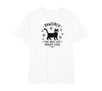 Pawsibly The Best Cat Parent Ever - Feline Lover Gift T-Shirt, Men's Big and Tall, White, 6X Tall