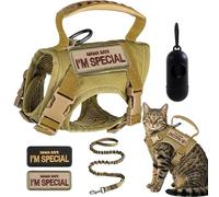 Pawsify Escape-Proof Adventure Tactical Cat Harness & Leash Set with Handle for Walking Escape Proof Adjustable Large Cat Vest Harness with embroidery, Easy to Control (B)