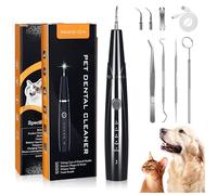 PAWSION Ultrasonic Dog Plaque and Tartar Remover, Teeth Cleaning Kit for Pets, Rechargeable Dental Scraper for Pets, 5 Modes with 3 Cleaning Heads, with LED Light