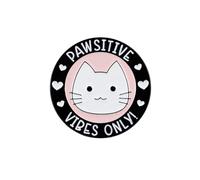 Pawsitive Vibes Only Enamel Pin, Cute Cat Lover Lapel Pin, Positive Cat Pun Badge Brooch, Positive Vibes, Kawaii Kitten Motivational Brooch For Animal Lover Pet Owner, Funny Animal Pun Badges