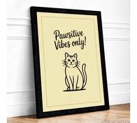 Pawsitive Vibes Only Typography Framed Wall Art Print A1 (84.1×59.4cm) Black, Wall Decor for Living Room, Bedroom, Office & Home, Ready to Hang, Art Gift