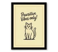 Pawsitive Vibes Only Typography Framed Wall Art Print A4 (29.7×21cm) Black, Wall Decor for Living Room, Bedroom, Office & Home, Ready to Hang, Art Gift