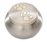Pawsitively Cherished Unique Brass Cremation Urn for Ashes - Dogs, Cats and Medium-Sized Pets - Pewter/Gold - Medium