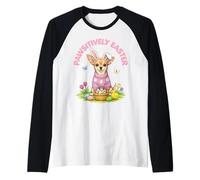 Pawsitively Easter Chihuahua Bunny Ears Eggs Cute Spring Art Raglan Baseball Tee