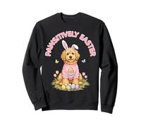 Pawsitively Easter Cute Doodle Dog Bunny Eggs Spring Floral Sweatshirt