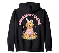 Pawsitively Easter Cute Doodle Dog Bunny Eggs Spring Floral Zip Hoodie