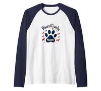 Pawsitively Pawsome Dog Lover Print Art Decor Raglan Baseball Tee, Men, Navy/White, S