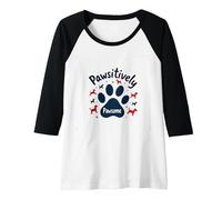 Pawsitively Pawsome Dog Lover Print Art Decor Raglan Baseball Tee, Women, Black/White, L