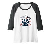 Pawsitively Pawsome Dog Lover Print Art Decor Raglan Baseball Tee, Women, Dark Heather/White, XXL