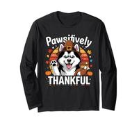Pawsitively Thankful Pilgrim Dog Autumn Grateful Paws Long Sleeve T-Shirt