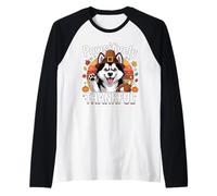Pawsitively Thankful Pilgrim Dog Autumn Grateful Paws Raglan Baseball Tee