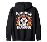 Pawsitively Thankful Pilgrim Dog Autumn Grateful Paws Zip Hoodie