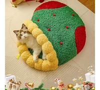 Pawsmas Christmas Tree Triangle Cat Cave Bed, Cute Christmas Tree Statue Bed Hideout, Removable Winter Closed-Off Cat Beds for Cats to Sleep, Nap, Hide and Play (Sock Nest,Medium)