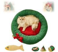 Pawsmas Christmas Tree Triangle Cat Cave Bed, Warm Christmas Cat Tree Bed, Foldable Washable Cozy Pet Nest, Removable, Holiday Home Décor for Cats & Small Pets (Green A, S)