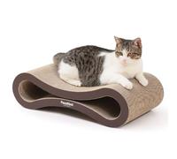 PawsNest Cat Scratcher Lounge - Eco-Friendly Cardboard Cat Scratching Board for Indoor Cats - Reversible, Non-Toxic, Durable, and Includes Premium Organic Catnip - Walnut Brown
