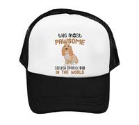 Pawsome Cocker Spaniel Dad Gift, Dog Lover, Pet Owner, Gift for Him, Adjustable Mesh Cap, Baseball Cap, Hat. (UK, Alpha, One Size, Black)