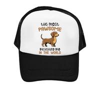 Pawsome Dachshund Dad Gift, Dog Lover, Pet Owner, Gift for Him, Adjustable Mesh Cap, Baseball Cap, Hat. (Black, One Size)