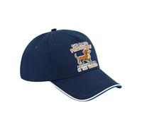 Pawsome Dachshund Dad Gift, Dog Lover, Pet Owner, Gift for Him, Cotton Authentic 5 Panel Piped Cap. (UK, Alpha, One Size, French Navy Royal Blue White)