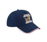 Pawsome Dachshund Dad Gift, Dog Lover, Pet Owner, Gift for Him, Cotton Authentic 5 Panel Piped Cap. (UK, Alpha, One Size, French Navy Red White)