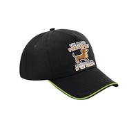Pawsome Dachshund Dad Gift, Dog Lover, Pet Owner, Gift for Him, Cotton Authentic 5 Panel Piped Cap. (UK, Alpha, One Size, Black Lime Green)